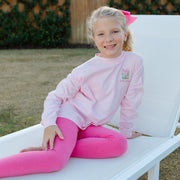Girls Long Sleeve Logo Tee - Santa Tree on Pink