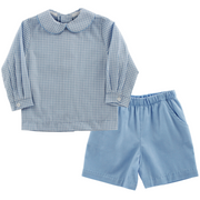 Blue Check - Boys Piped Shirt
