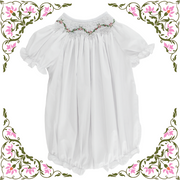 White with Rose Vine- Bishop Romper