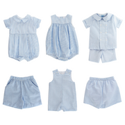 Light Blue Seersucker - Boys Infant Bubble