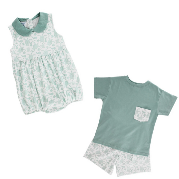 Turtle Print - Boys Knit Infant Bubble