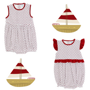 Sailboats - Boys Knit Infant Bubble