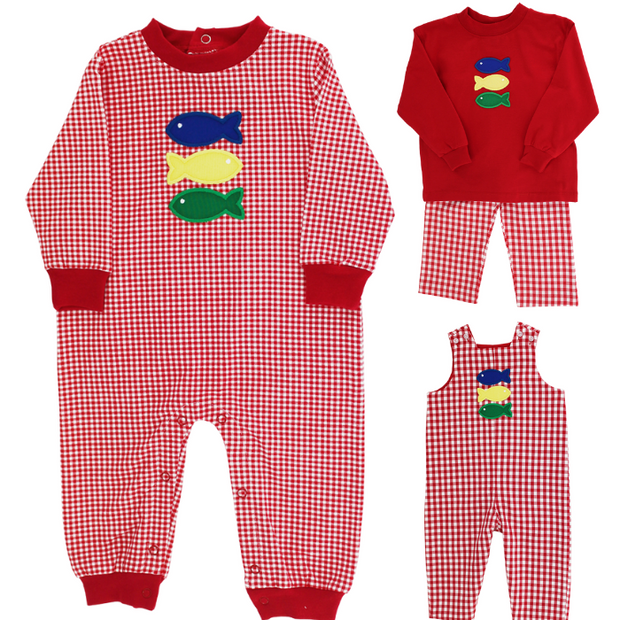 Fish Trio - Boys Knit Romper