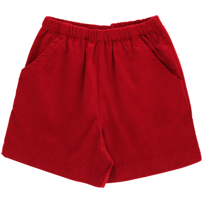 Red Corduroy - Elastic Waist Short