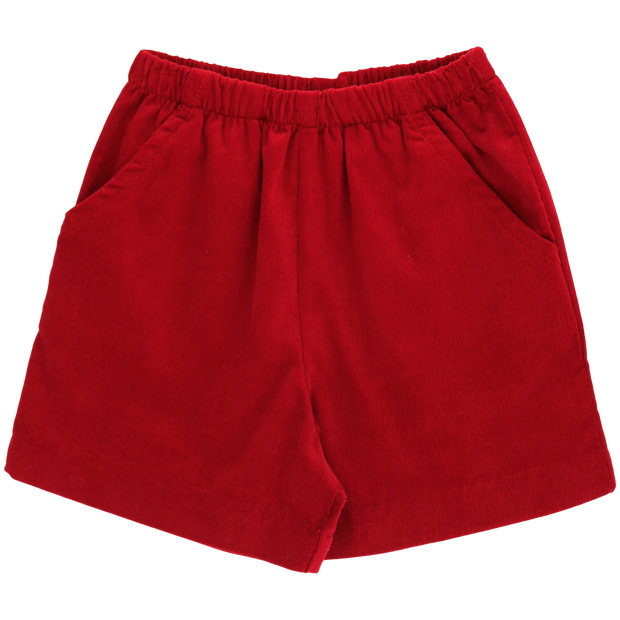 Red Corduroy - Elastic Waist Short