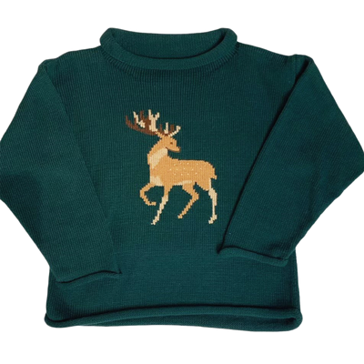 Roll Neck Sweater- Deer/Forest