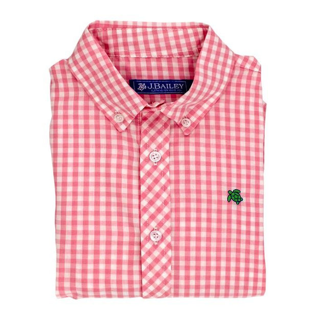 Roscoe Button Down Shirt- Pink Check