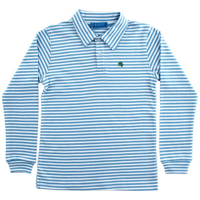 Harry Long Sleeve Polo- Light Blue/White Stripe