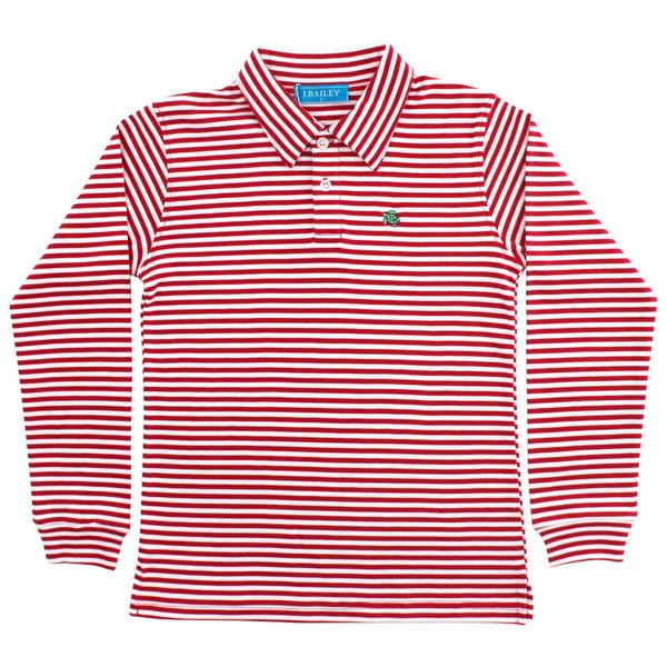 Harry Long Sleeve Polo- Red/White Stripe