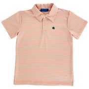 Henry Performance Short Sleeve Stripe Polo- Coral/White