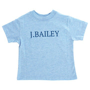 J. Bailey Short Sleeve Logo Tee- Crab Boil on Heather Blue