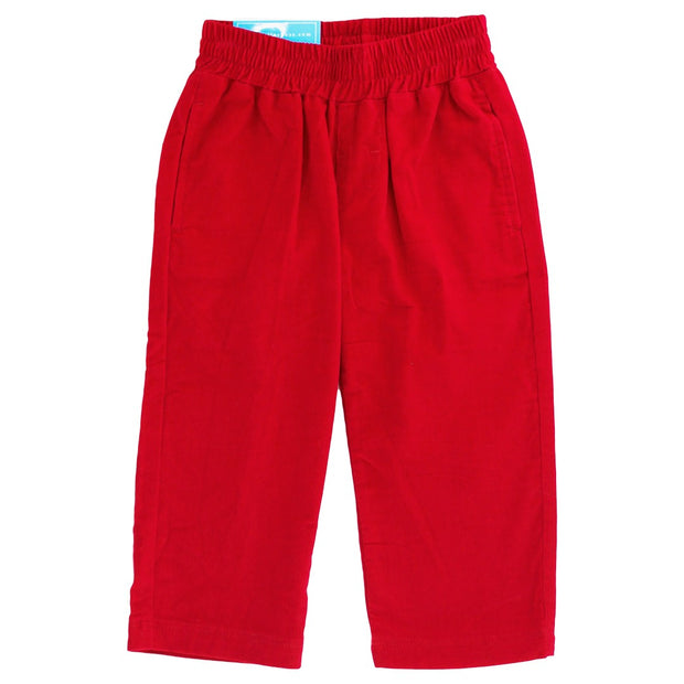 Charlie Pull On Pant- Red Corduroy