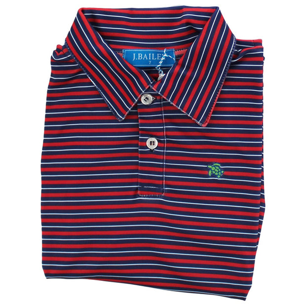 Harry Long Sleeve Performance Polo- Red/Navy