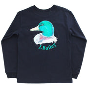 J. Bailey Long Sleeve Logo Tee- Duck on Navy