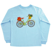 J. Bailey Girls Long Sleeve Logo Tee- Bicycle on Lt. Blue