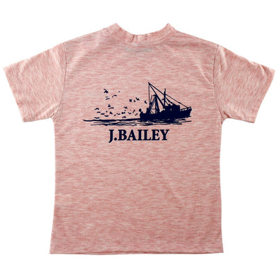 J. Bailey S/S Logo Tee- Shrimp Boat on H.Coral