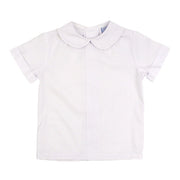 Button Back Boys Short Sleeve Piped Shirt - White