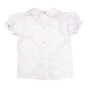 Button Back Girls Short Sleeve Piped Shirt - White