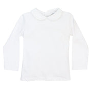 White Knit-Unisex Long Sleeve Button Back Piped Shirt