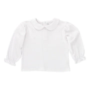 White Knit - Girls Long Sleeve Button Back Shirt