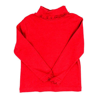 Red Knit- Ruffled Turtle Neck