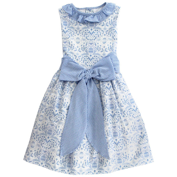 Egg Print/Blue Check Seersucker- Dress