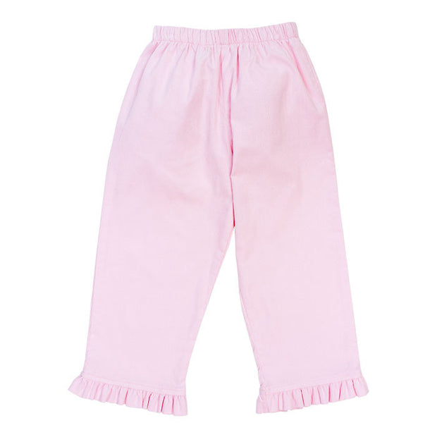 Light Pink Corduroy- Girls Elastic Pant with Ruffle