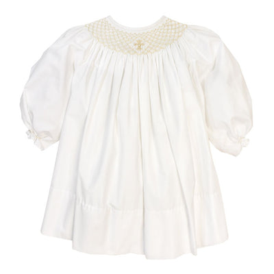 Smocked Christening Collection-Girls Long Sleeve Bishop Dress
