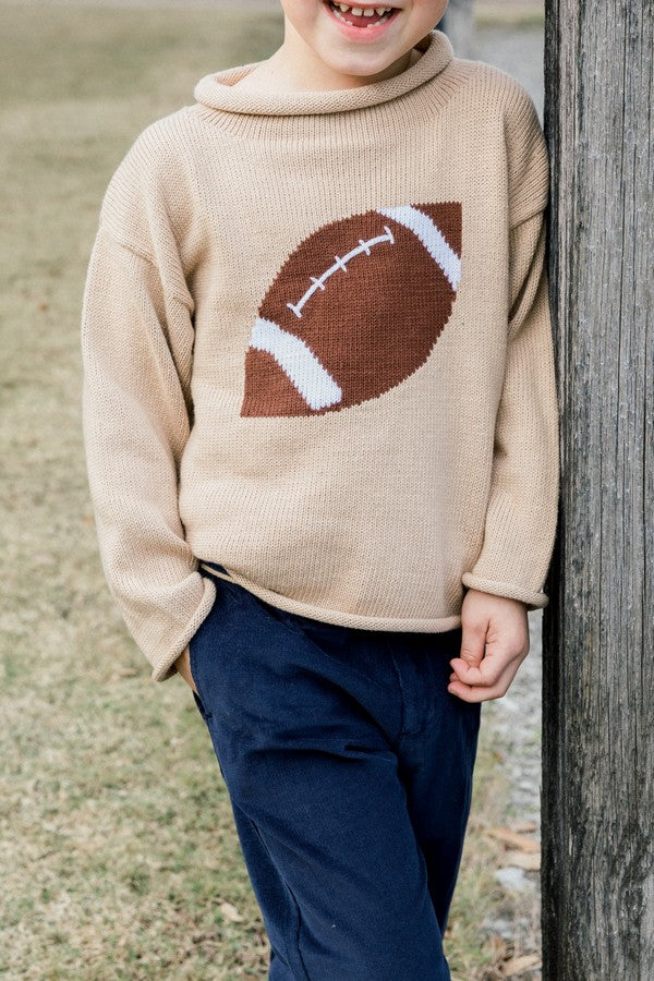 Roll Neck Sweater- Football/Khaki
