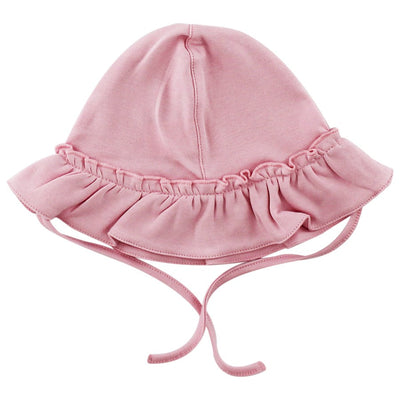Girls Knit Hat w/ Ruffle- Pink