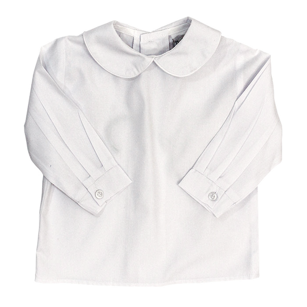 Boys Long Sleeve Button Back Shirt-White